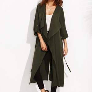 NWT Rolled Sleeve Split Back Self Tie Trench Coat